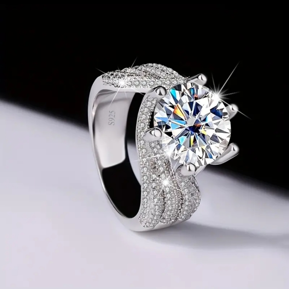 Certified 5ct Moissanite 18K White Gold Ring